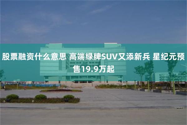 股票融资什么意思 高端绿牌SUV又添新兵 星纪元预售19.9万起