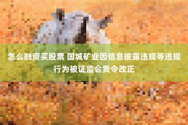 怎么融资买股票 国城矿业因信息披露违规等违规行为被证监会责令改正